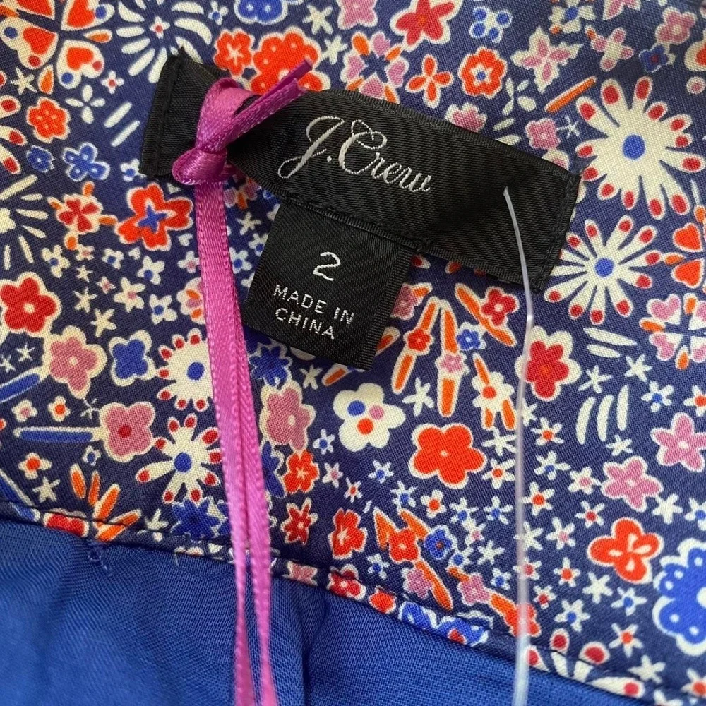 J.Crew Liberty London Tana Lawn Floral Tie-Waist Shorts Blue Red K7661 Size 2